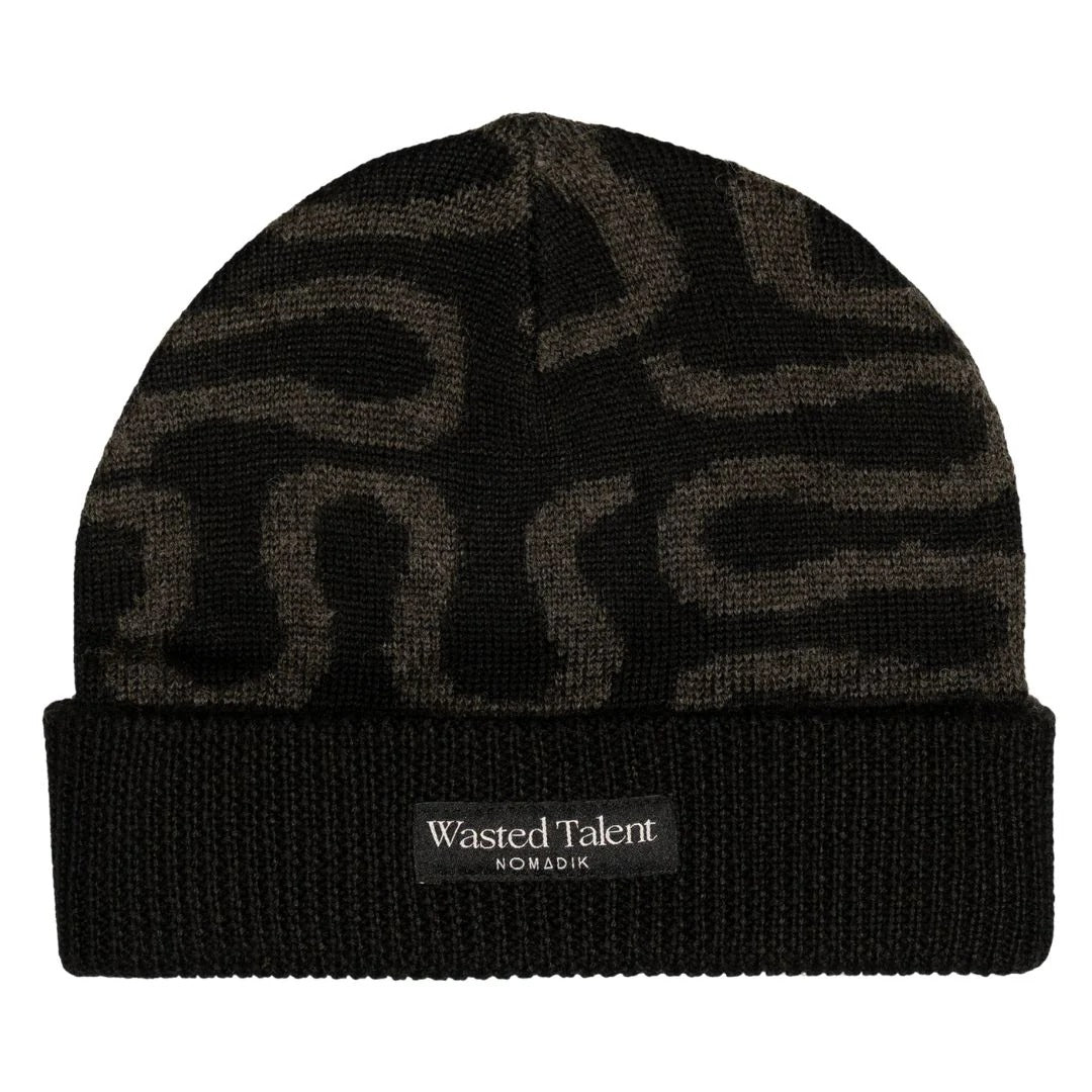 Wasted Talent X Nomadik]Jacquard Beanie // Black / Grey – Wasted